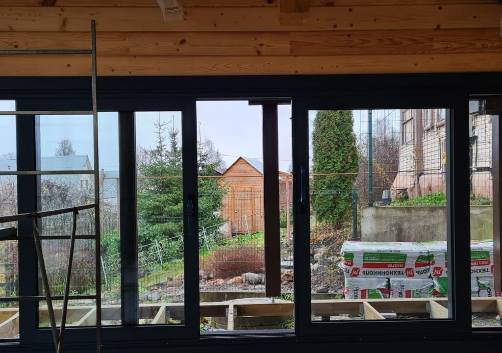 Раздвижные алюминиевые окна для деревянного дома №1.14