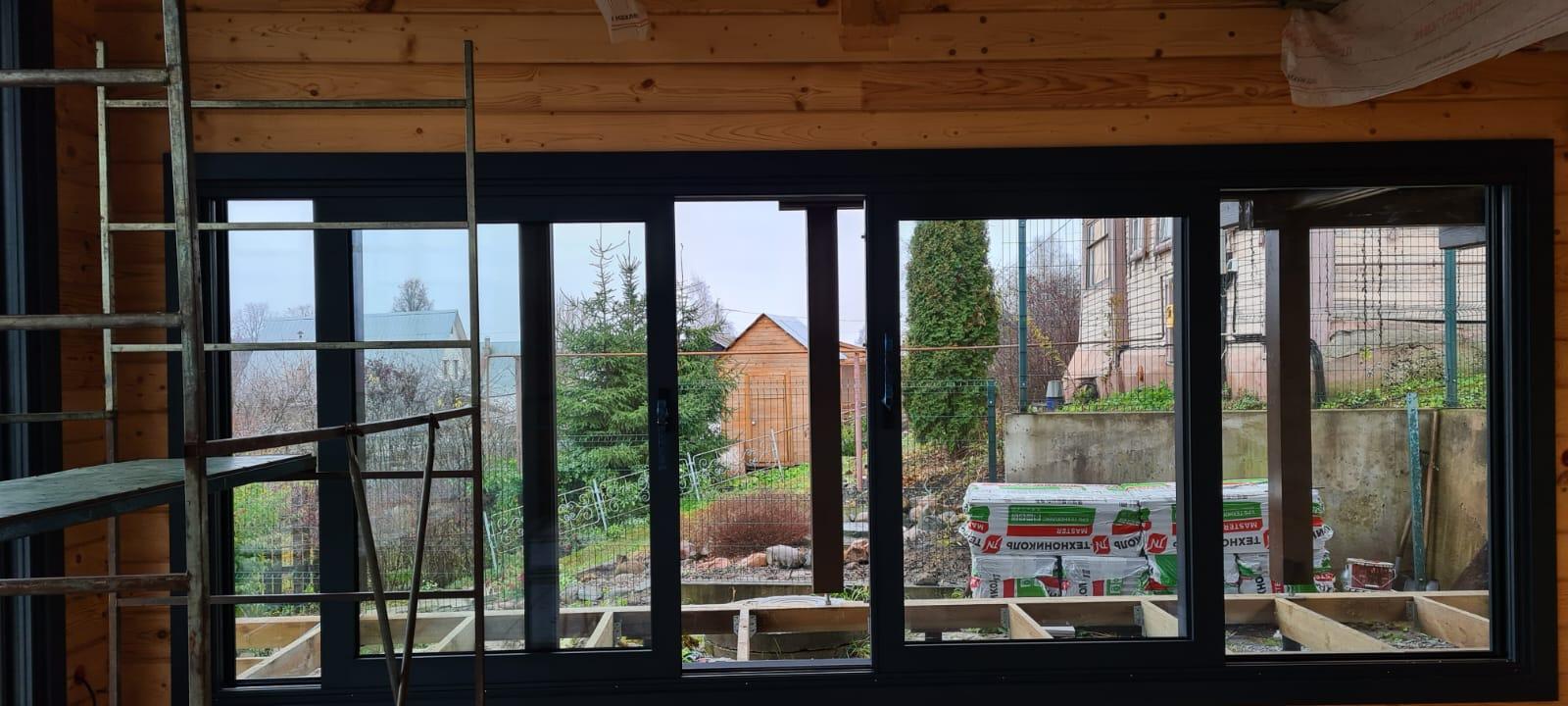 Раздвижные алюминиевые окна для деревянного дома №1.14